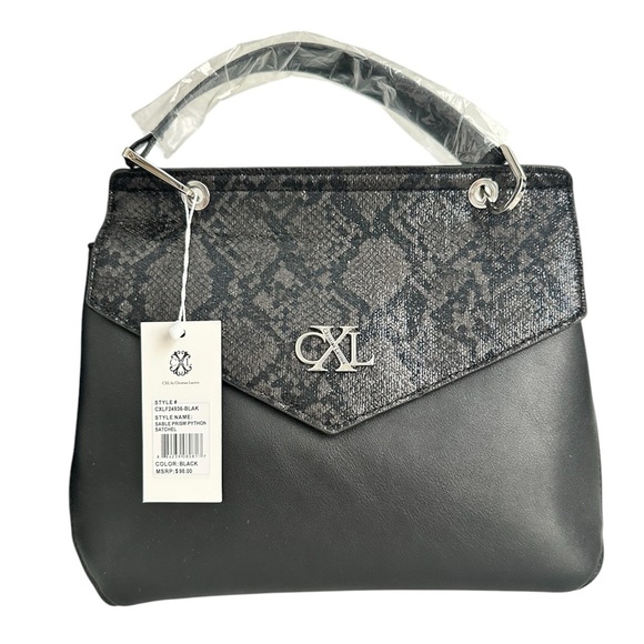 Christian Lacroix Handbags - CHRISTIAN LACROIX Sable Prism Python Satchel Handbag Black Silver Women Med $98